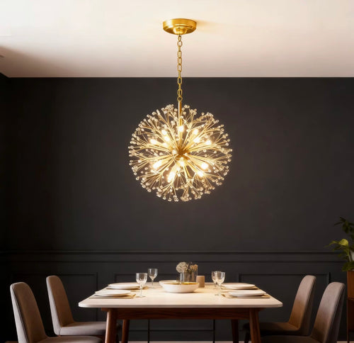 Luxury Crystal Dandelion Chandelier – Modern Gold LED Hanging Light