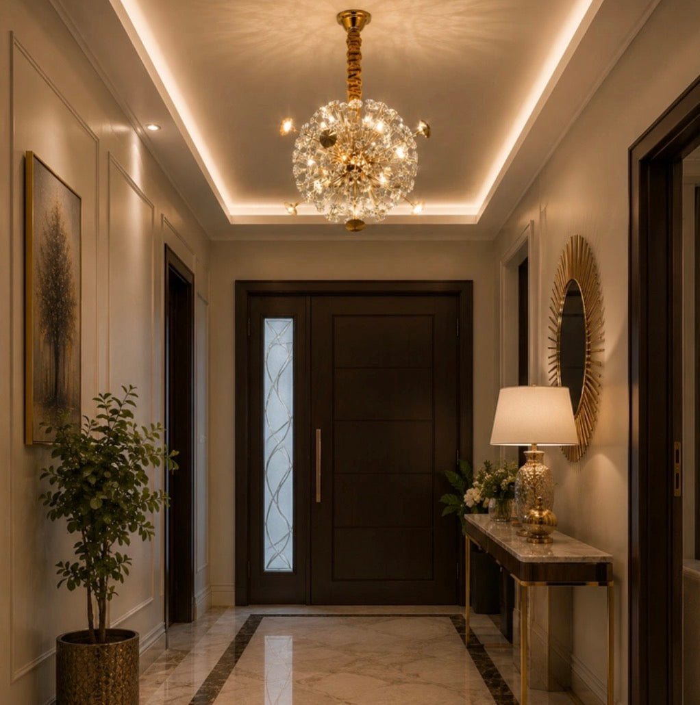 Luxury Crystal Orb Chandelier | Modern Gold LED Pendant Light
