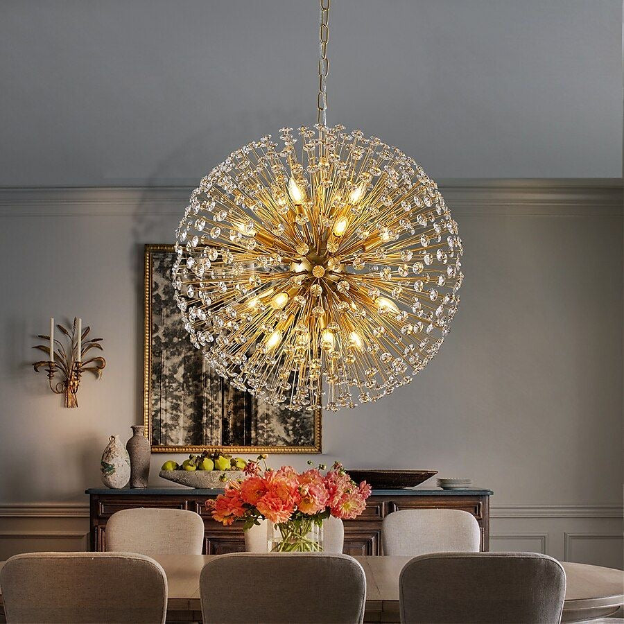 Luxury Crystal Dandelion Chandelier – Modern Gold LED Hanging Light