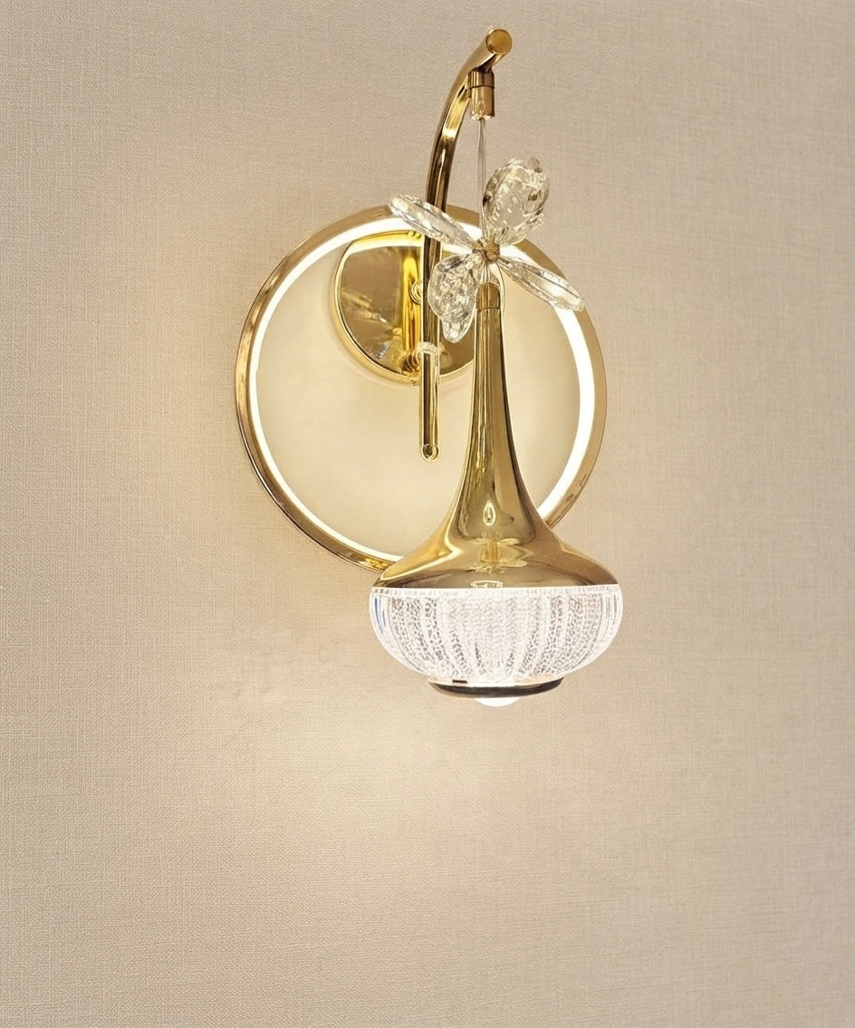 Prestigeillustration | Premium Collection
The Crystal Petal Drop LED Wall Sconce
An Elegant Synthesis of Soft Halos and Brilliant Crystal Artistry