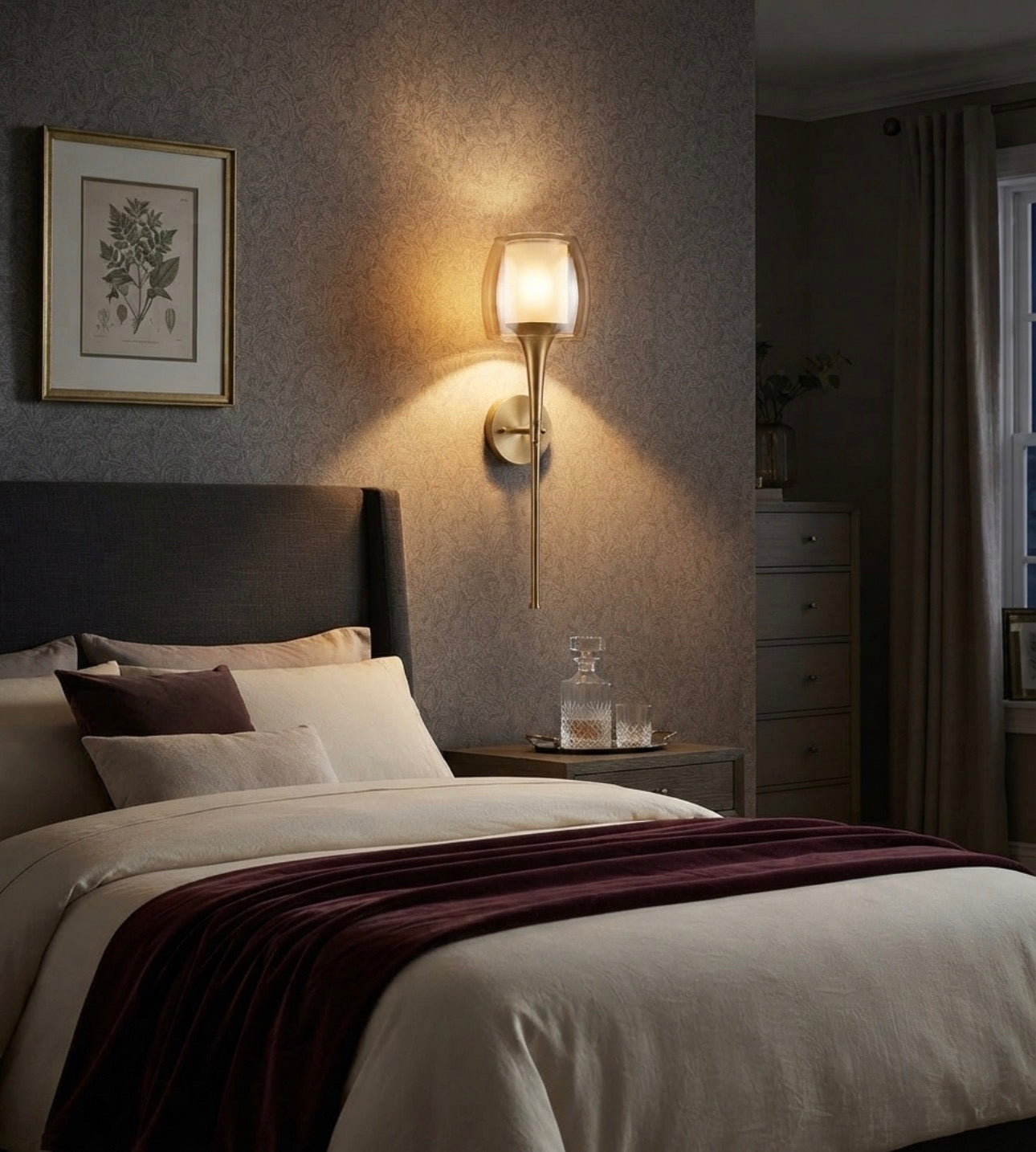 Luxury Modern Glass Wall Sconce | Gold LED Wall Light