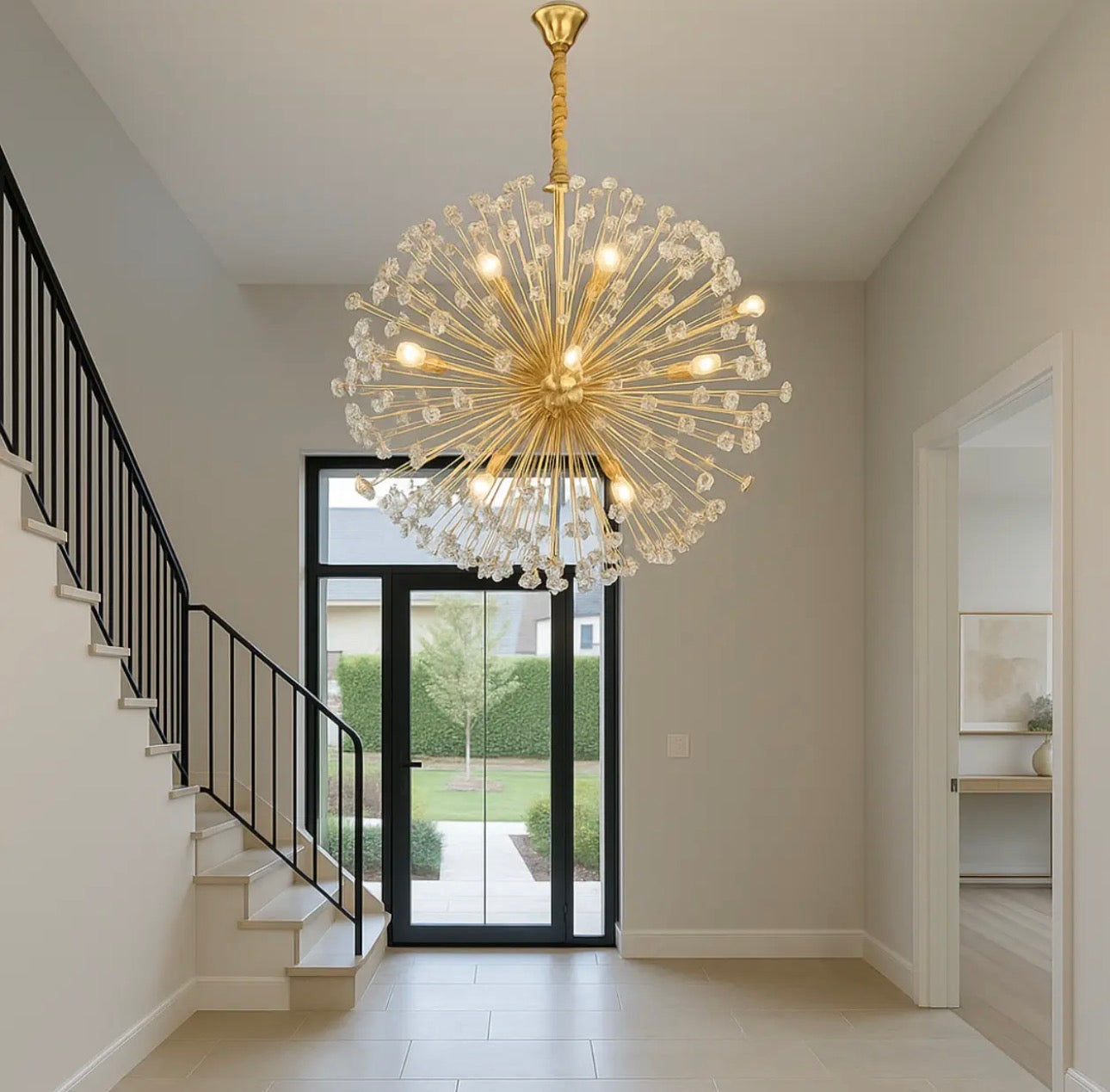 Luxury Crystal Dandelion Chandelier – Modern Gold LED Hanging Light
