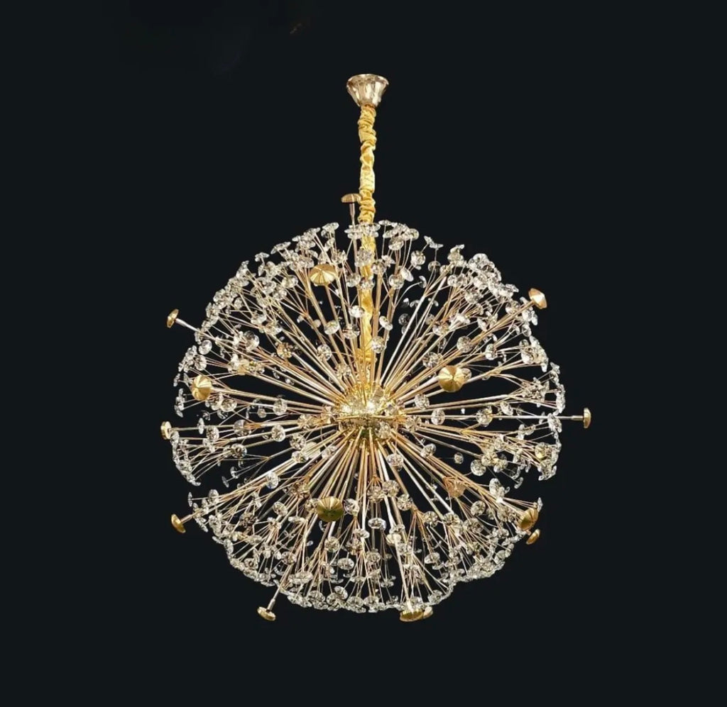 Luxury Crystal Dandelion Chandelier – Modern Gold LED Hanging Light