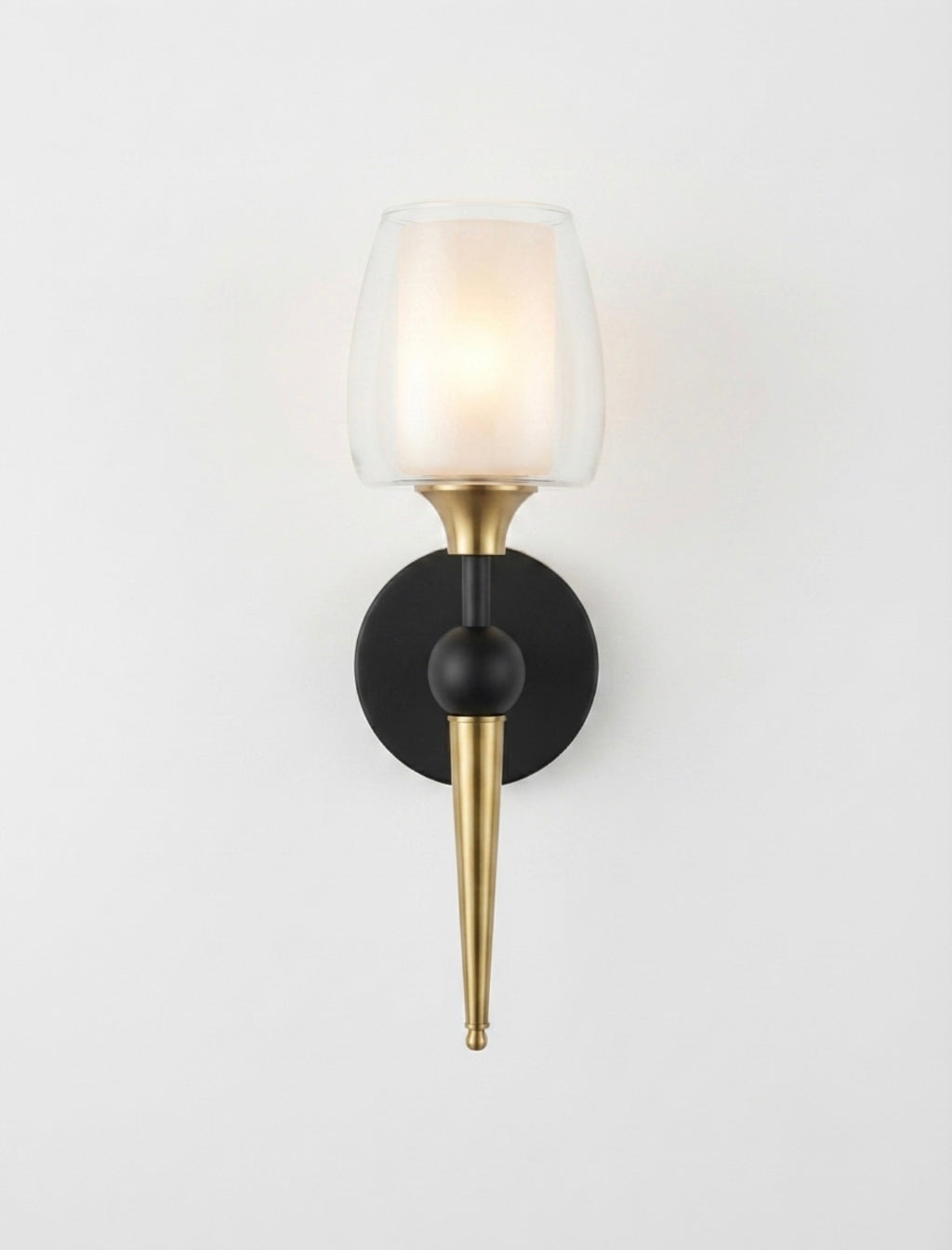 Luxury Gold & Black Glass Wall Sconce | Modern LED Wall Light