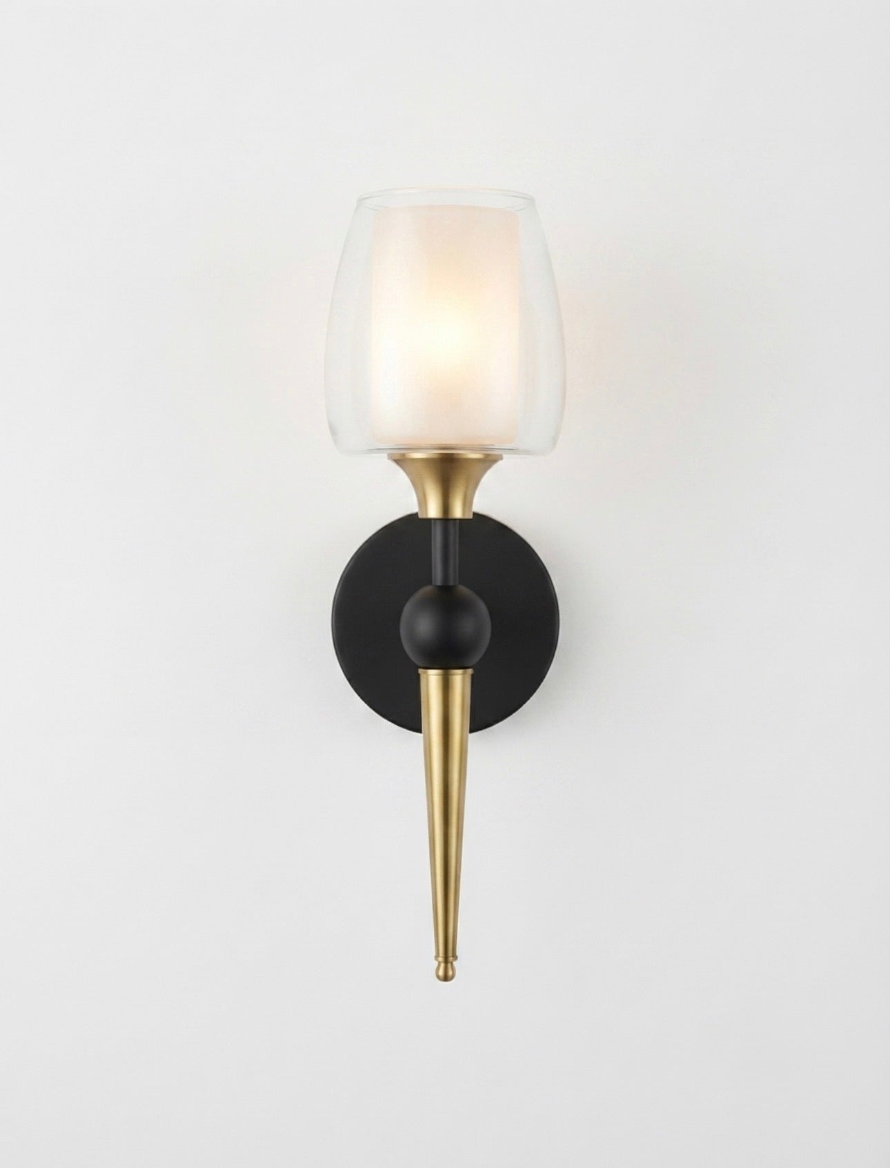Luxury Gold & Black Glass Wall Sconce | Modern LED Wall Light
