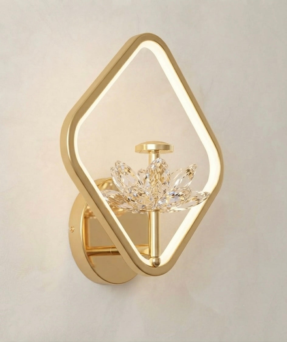 Prestigeillustration | Premium Collection
The Diamond Lotus Sconce
A Radiant Intersection of Geometric Form and Botanical Luxury