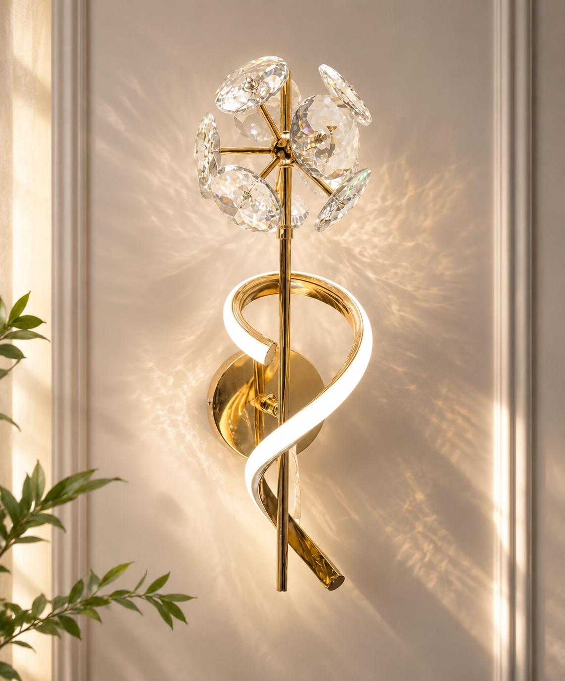 Prestigeillustration | Premium Collection
The Crystal Dandelion Sconce
An Exquisite Harmony of Sculptural Spirals and Brilliant Crystalline Bloom