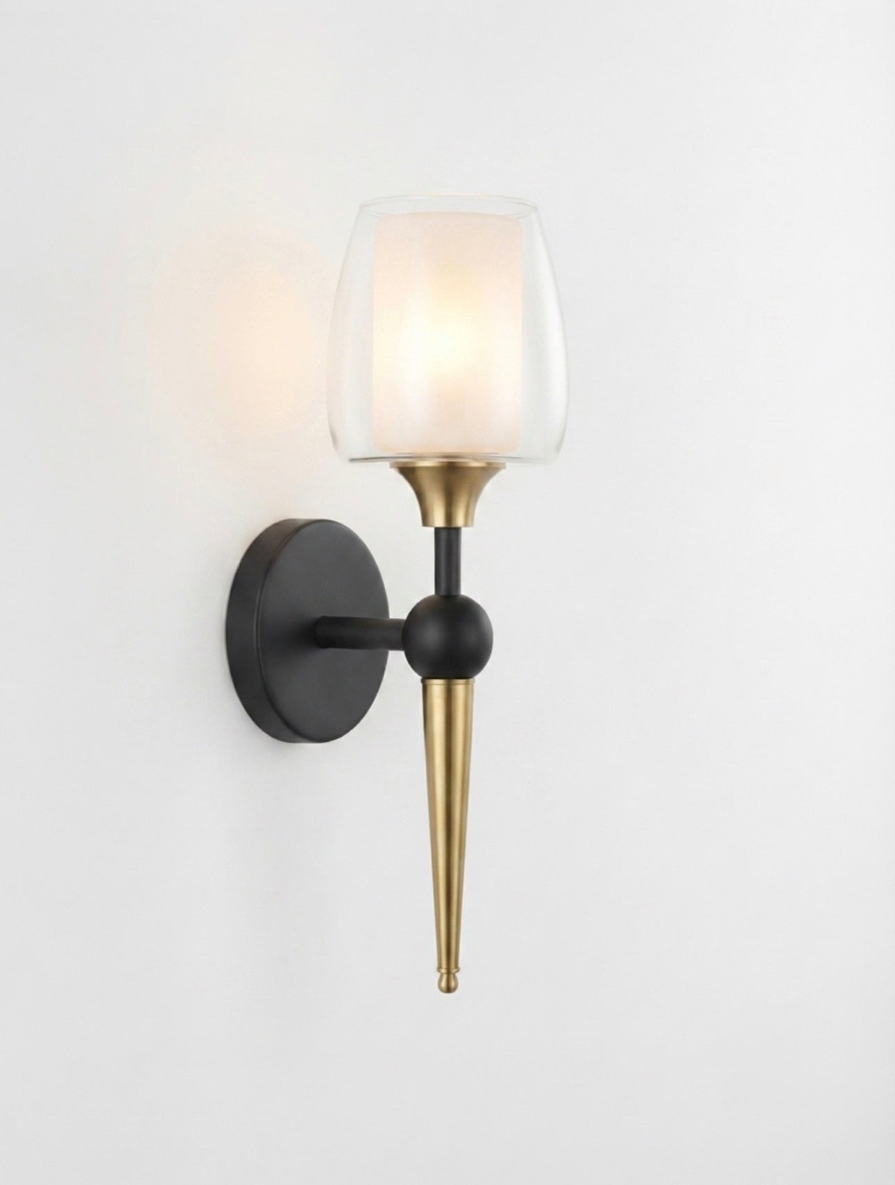 Luxury Gold & Black Glass Wall Sconce | Modern LED Wall Light