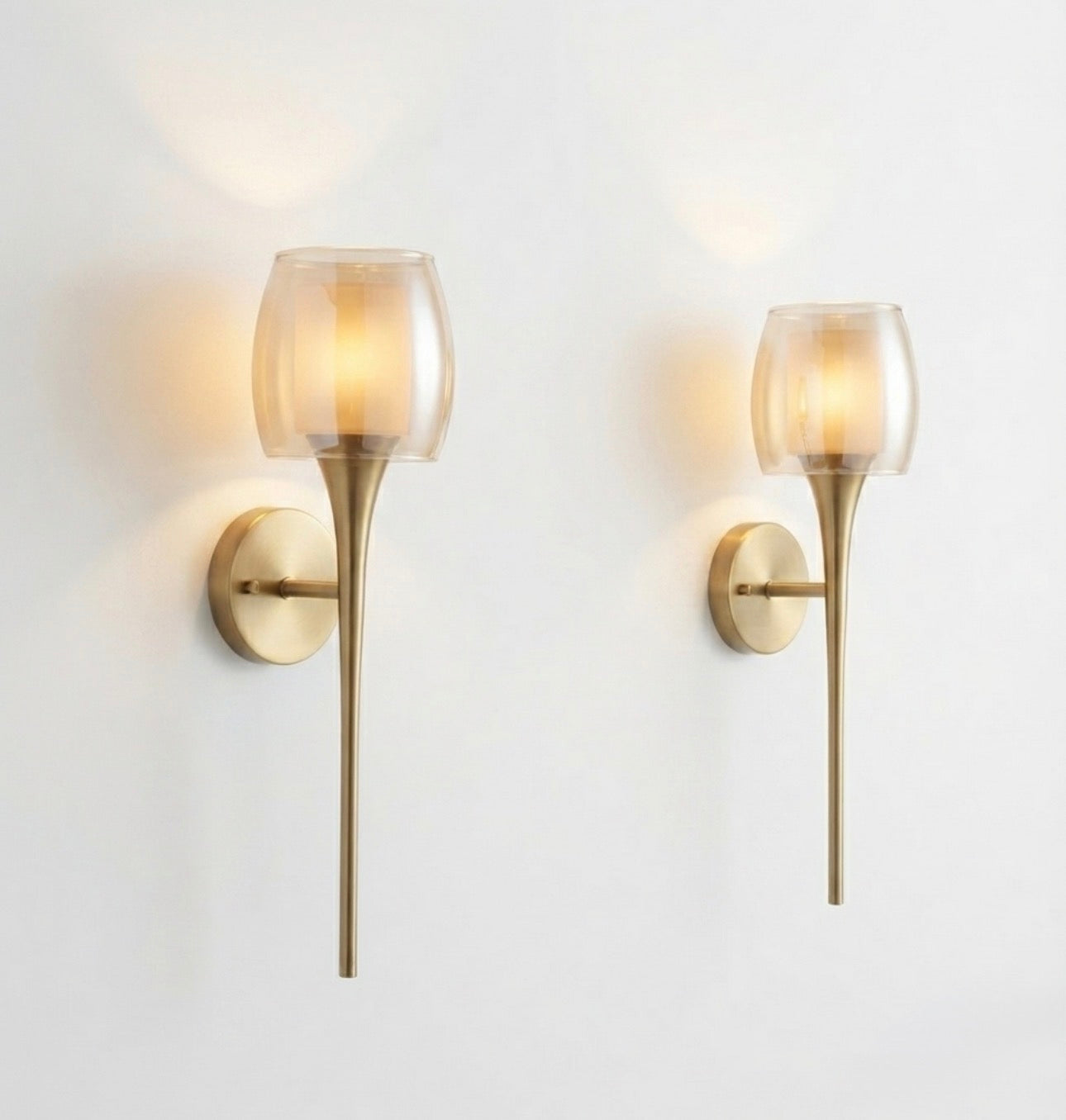 Luxury Modern Glass Wall Sconce | Gold LED Wall Light