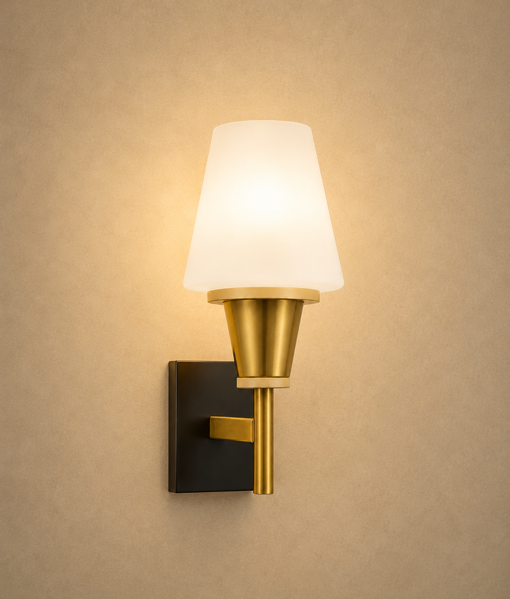 Luxury Gold & Black Wall Sconce with Fabric Shade