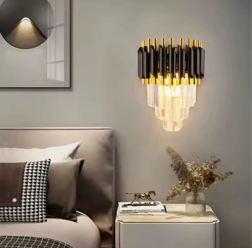 Prestige Modern Crystal Wall Lamp – Black, White & Gold Variations