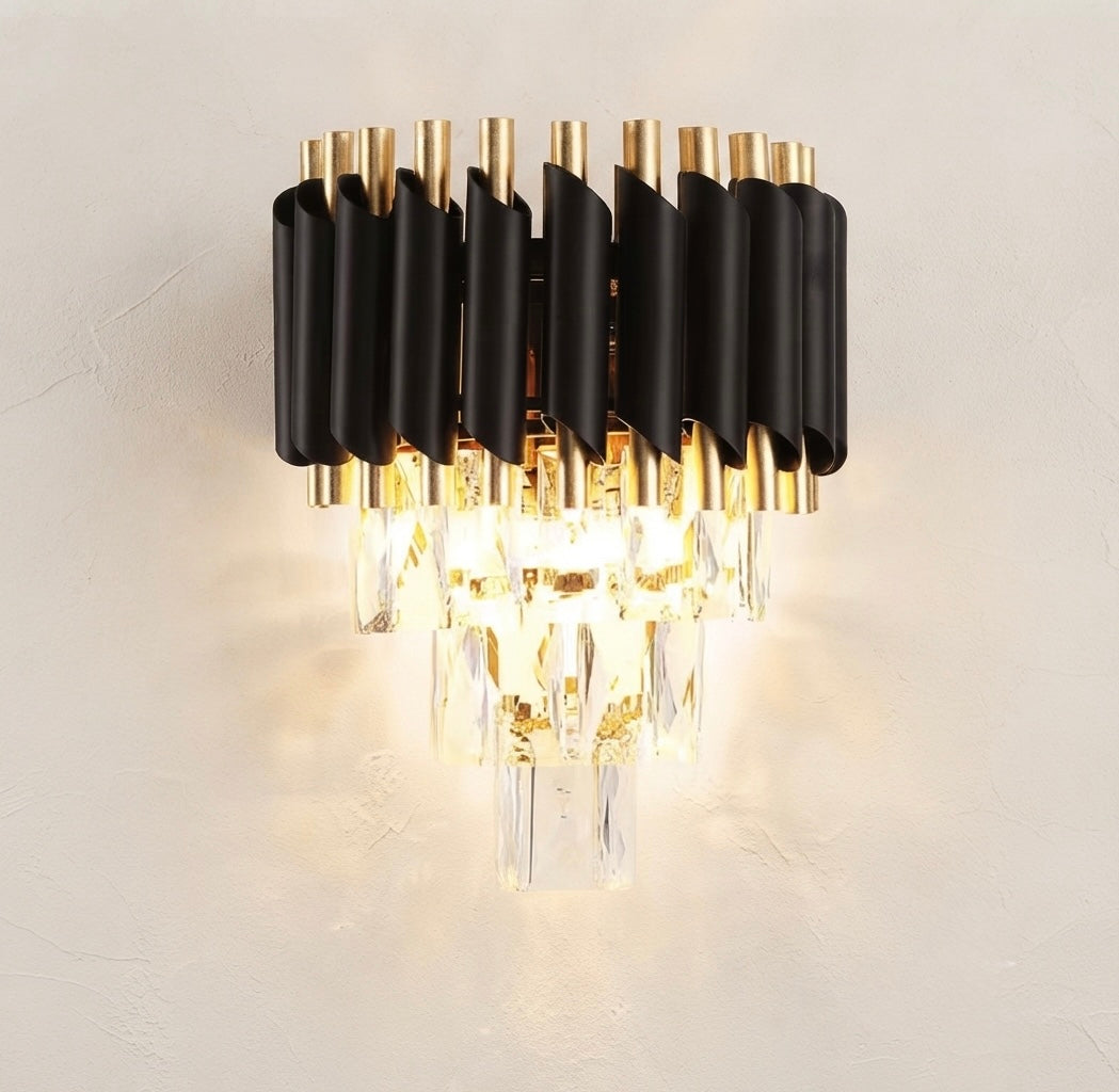 Prestige Modern Crystal Wall Lamp – Black, White & Gold Variations