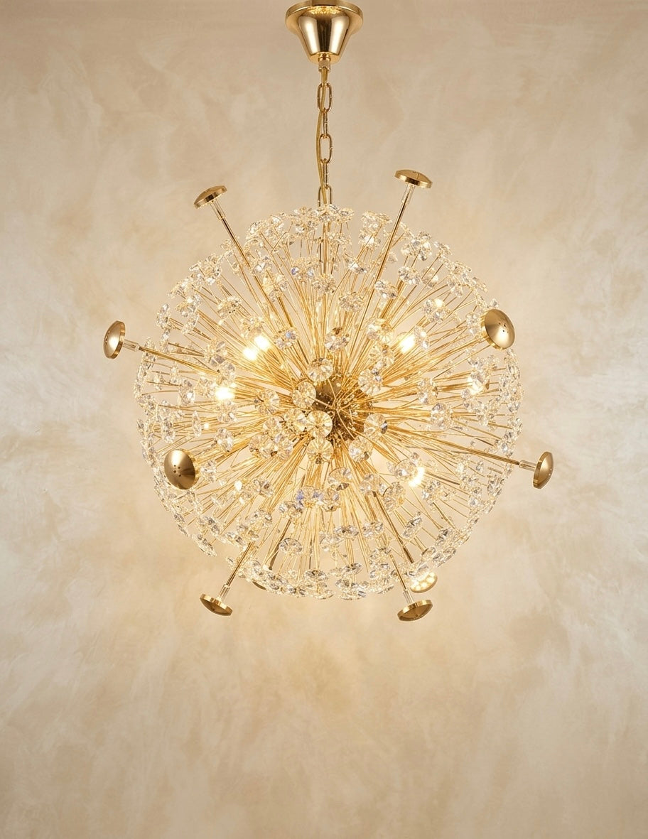Luxury Crystal Dandelion Chandelier – Modern Gold LED Hanging Light
