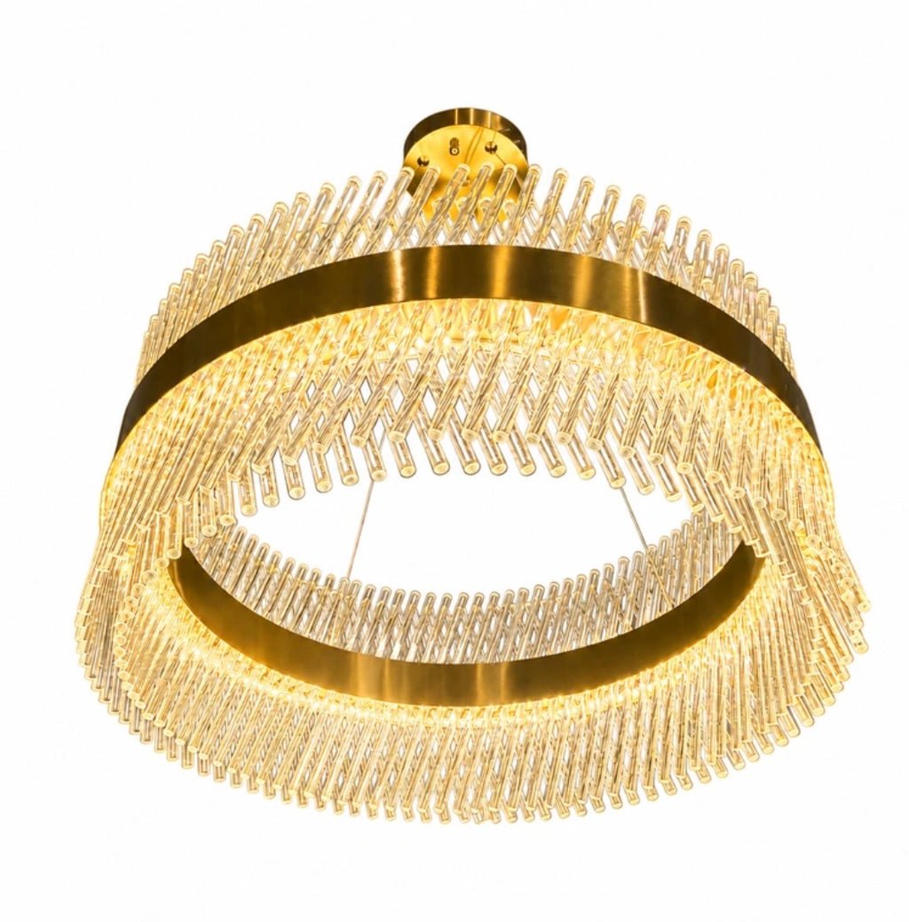 Luxury Gold Crystal Weave Ring Chandelier | Modern LED Pendant Light