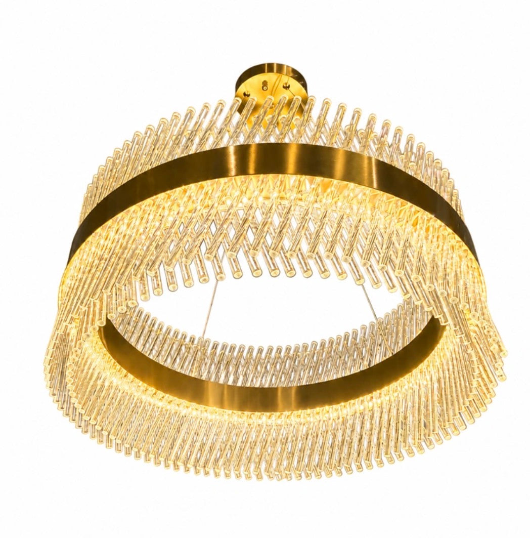 Luxury Gold Crystal Weave Ring Chandelier | Modern LED Pendant Light