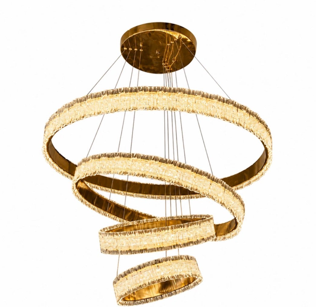 Luxury Spiral Crystal Ring Chandelier | Modern Gold LED Pendant Light