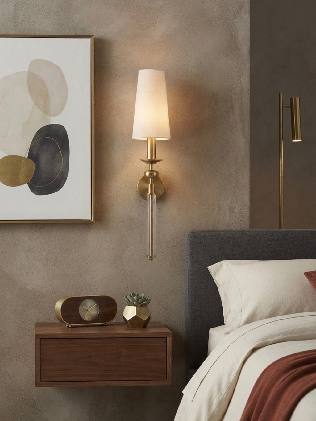 ✨ Luxury Fabric Shade Wall Sconce | Modern Gold Wall Light