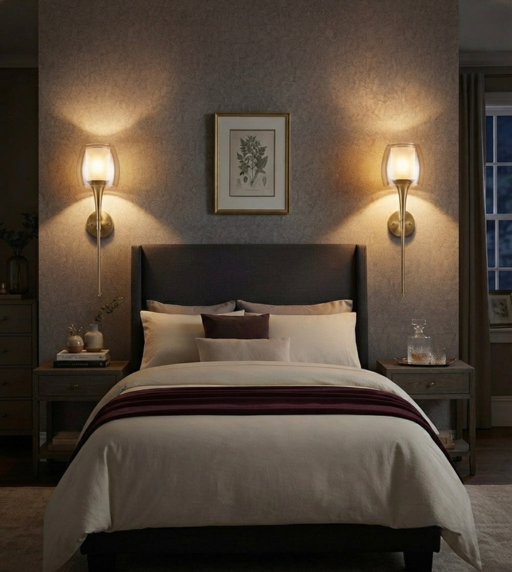 Luxury Modern Glass Wall Sconce | Gold LED Wall Light