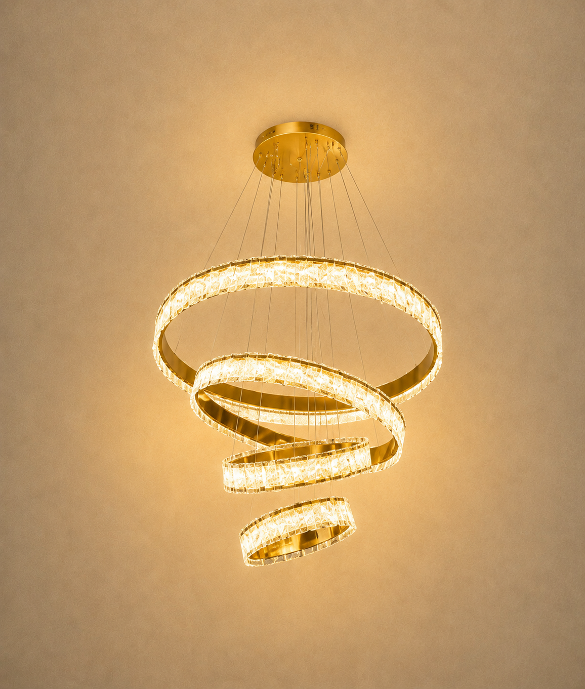 Luxury Spiral Crystal Ring Chandelier | Modern Gold LED Pendant Light