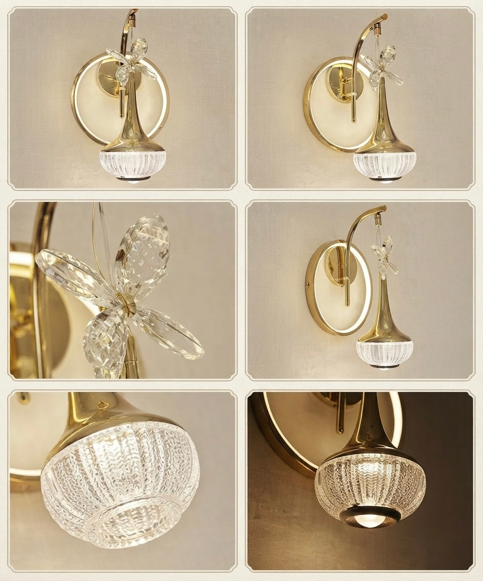 Prestigeillustration | Premium Collection
The Crystal Petal Drop LED Wall Sconce
An Elegant Synthesis of Soft Halos and Brilliant Crystal Artistry